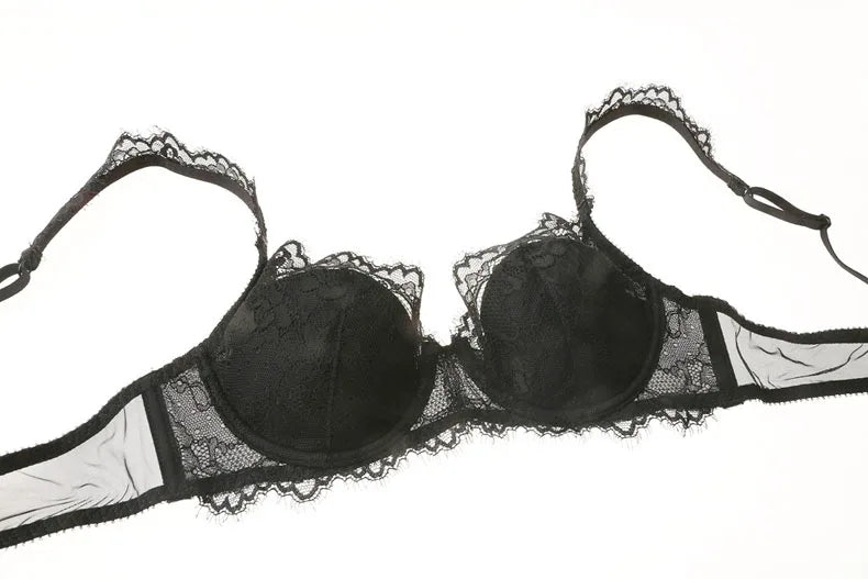 New 2019 lace sexy deep V-neck thin cotton cup fashion transparent bra panty lash push up underwear Comfortable Brassiere sets