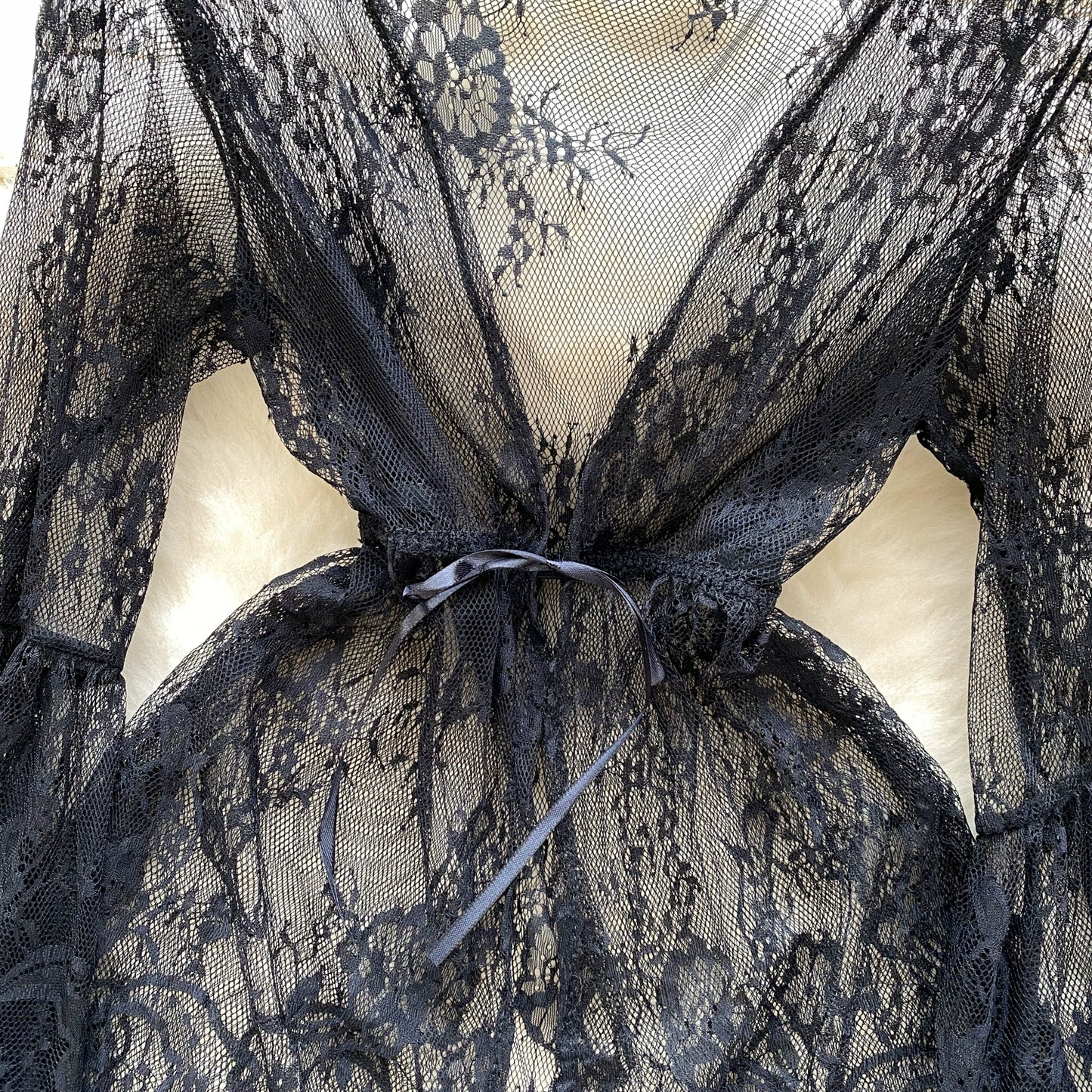 black lace mini robe