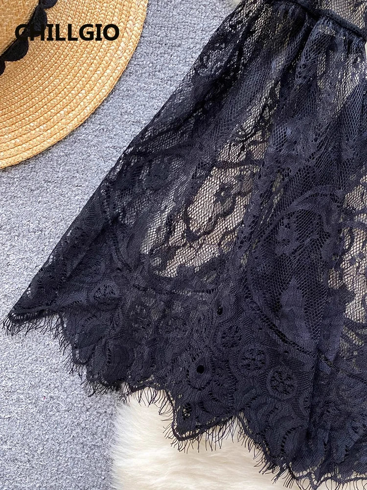 black lace mini robe