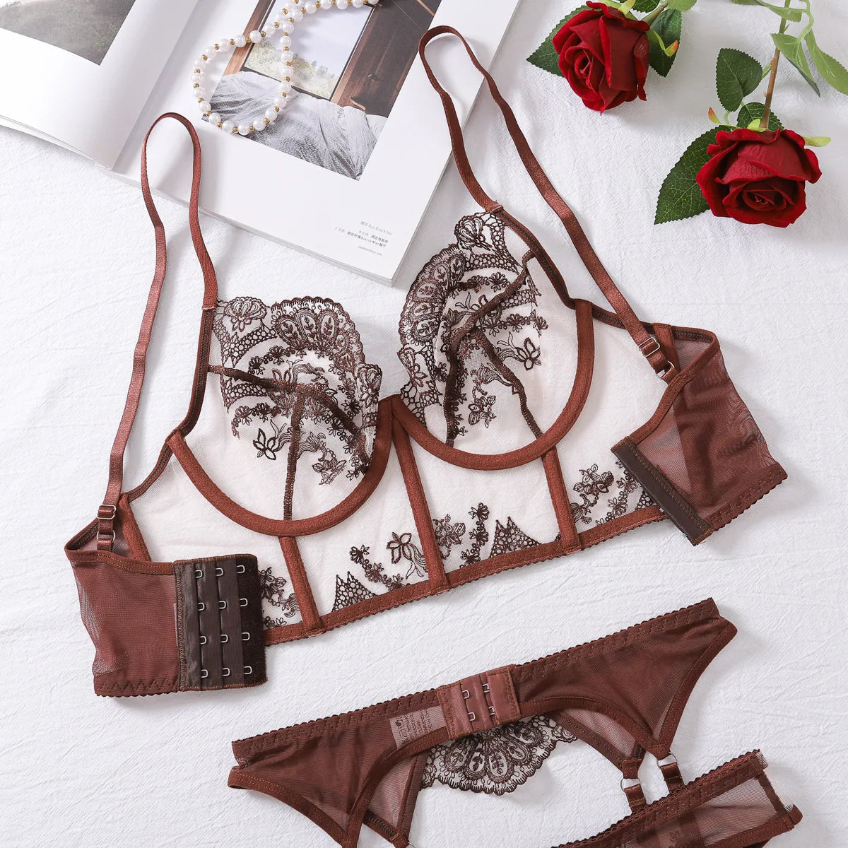 burgundy lingerie set