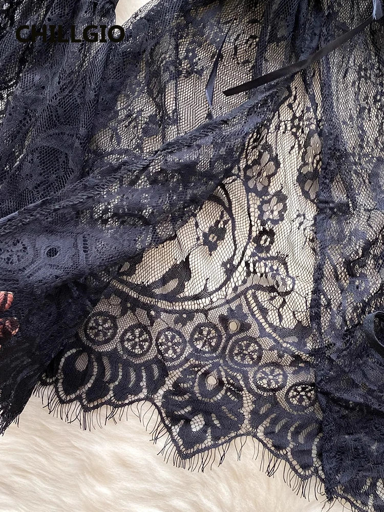 black lace mini robe