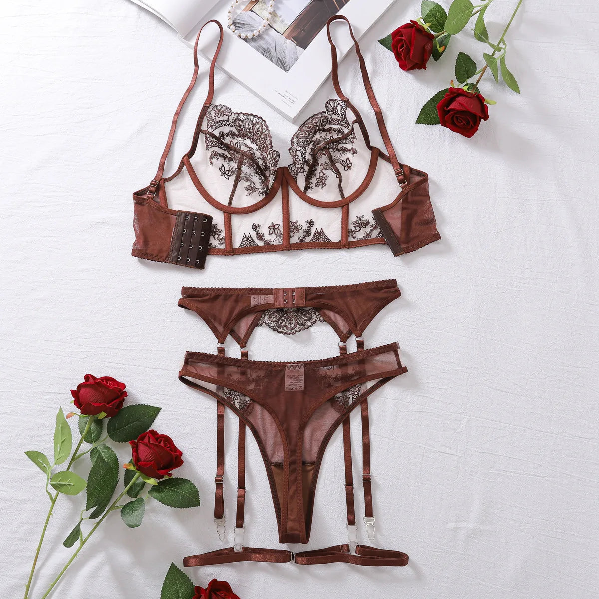 burgundy lingerie set