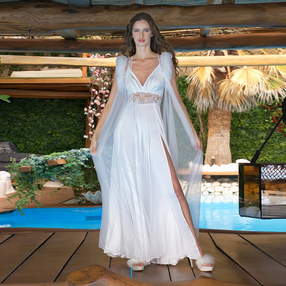Two Pieces Suit Lace Bride Robe