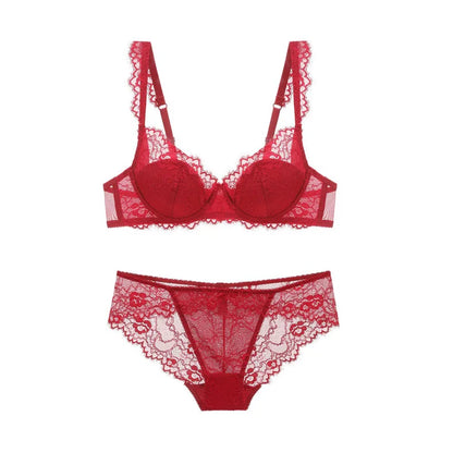 New 2019 lace sexy deep V-neck thin cotton cup fashion transparent bra panty lash push up underwear Comfortable Brassiere sets