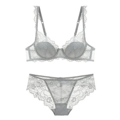 New 2019 lace sexy deep V-neck thin cotton cup fashion transparent bra panty lash push up underwear Comfortable Brassiere sets