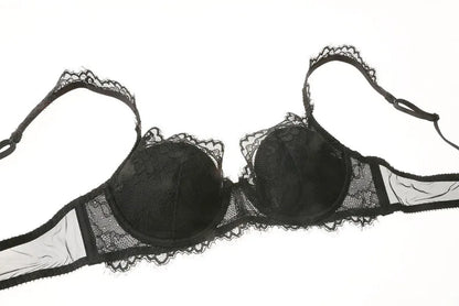 New 2019 lace sexy deep V-neck thin cotton cup fashion transparent bra panty lash push up underwear Comfortable Brassiere sets