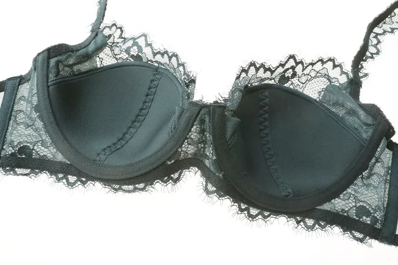 New 2019 lace sexy deep V-neck thin cotton cup fashion transparent bra panty lash push up underwear Comfortable Brassiere sets