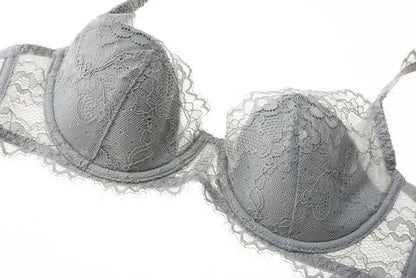 New 2019 lace sexy deep V-neck thin cotton cup fashion transparent bra panty lash push up underwear Comfortable Brassiere sets