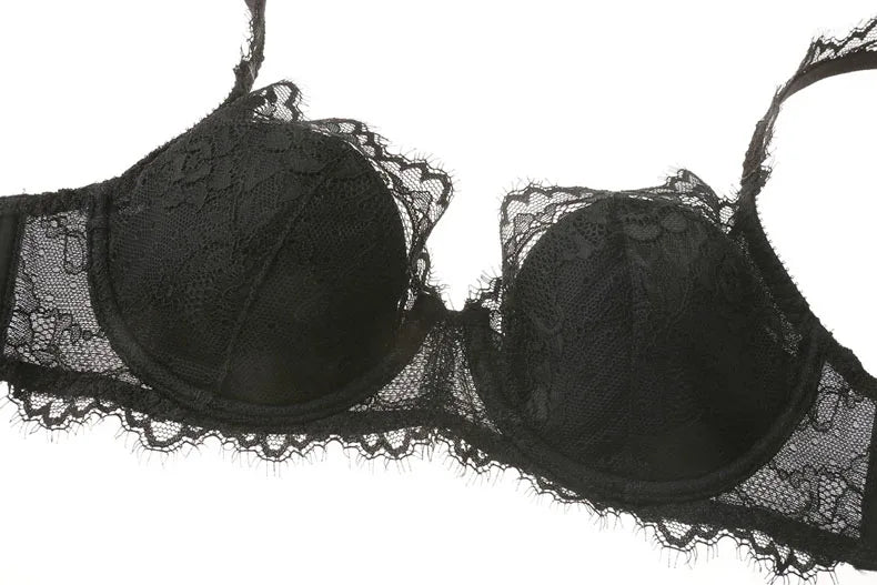 New 2019 lace sexy deep V-neck thin cotton cup fashion transparent bra panty lash push up underwear Comfortable Brassiere sets