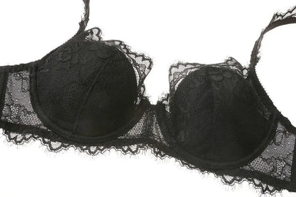 New 2019 lace sexy deep V-neck thin cotton cup fashion transparent bra panty lash push up underwear Comfortable Brassiere sets
