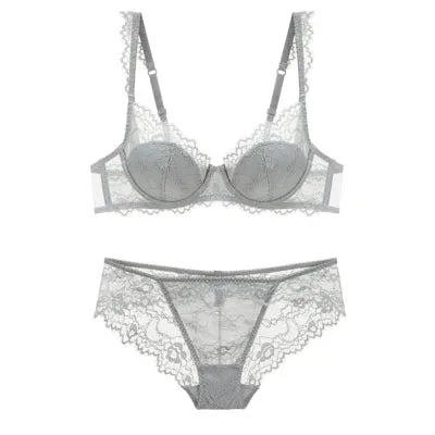 New 2019 lace sexy deep V-neck thin cotton cup fashion transparent bra panty lash push up underwear Comfortable Brassiere sets
