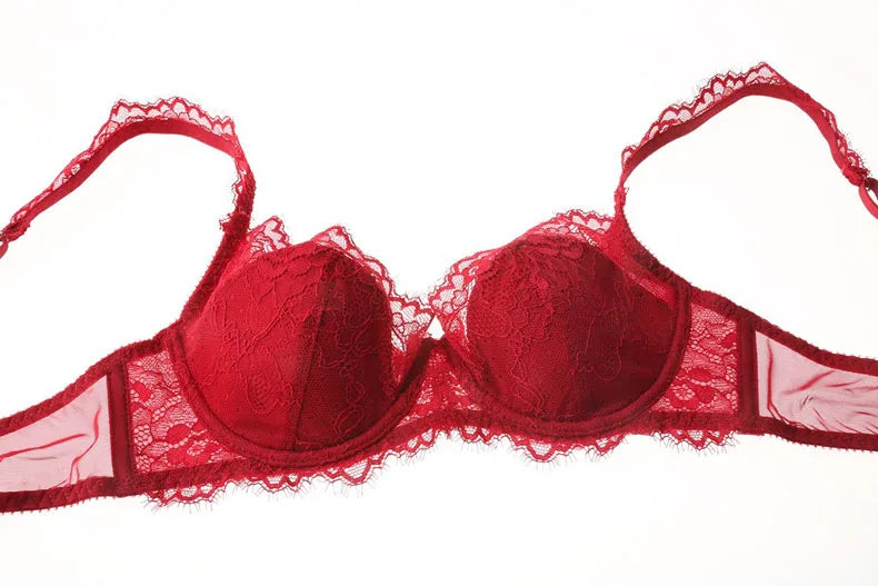New 2019 lace sexy deep V-neck thin cotton cup fashion transparent bra panty lash push up underwear Comfortable Brassiere sets