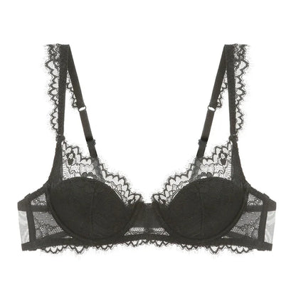 New 2019 lace sexy deep V-neck thin cotton cup fashion transparent bra panty lash push up underwear Comfortable Brassiere sets