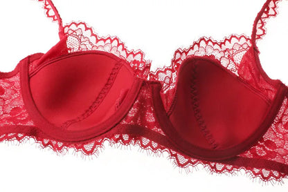 New 2019 lace sexy deep V-neck thin cotton cup fashion transparent bra panty lash push up underwear Comfortable Brassiere sets