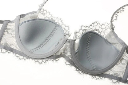 New 2019 lace sexy deep V-neck thin cotton cup fashion transparent bra panty lash push up underwear Comfortable Brassiere sets