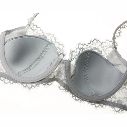 New 2019 lace sexy deep V-neck thin cotton cup fashion transparent bra panty lash push up underwear Comfortable Brassiere sets