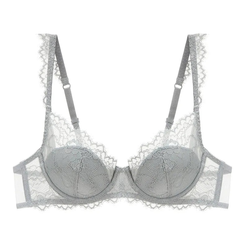 New 2019 lace sexy deep V-neck thin cotton cup fashion transparent bra panty lash push up underwear Comfortable Brassiere sets