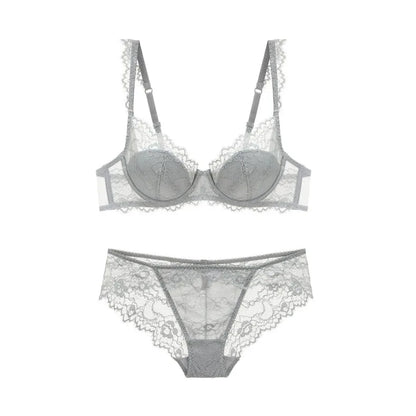 New 2019 lace sexy deep V-neck thin cotton cup fashion transparent bra panty lash push up underwear Comfortable Brassiere sets
