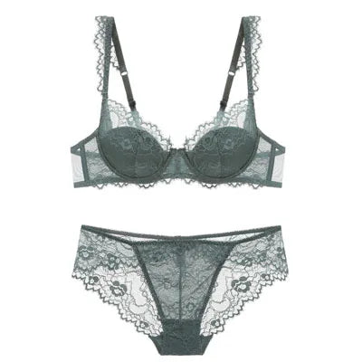 New 2019 lace sexy deep V-neck thin cotton cup fashion transparent bra panty lash push up underwear Comfortable Brassiere sets