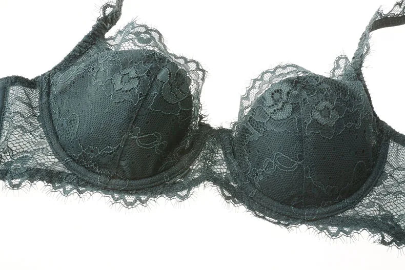 New 2019 lace sexy deep V-neck thin cotton cup fashion transparent bra panty lash push up underwear Comfortable Brassiere sets