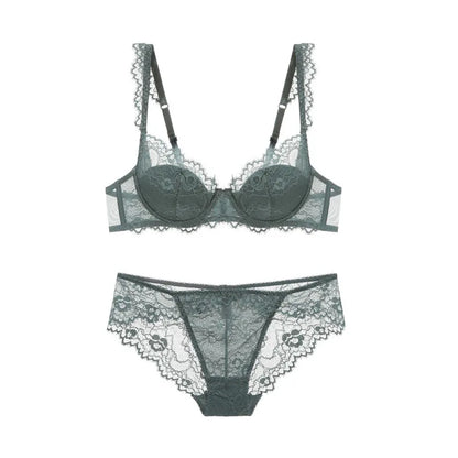 New 2019 lace sexy deep V-neck thin cotton cup fashion transparent bra panty lash push up underwear Comfortable Brassiere sets
