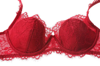 New 2019 lace sexy deep V-neck thin cotton cup fashion transparent bra panty lash push up underwear Comfortable Brassiere sets
