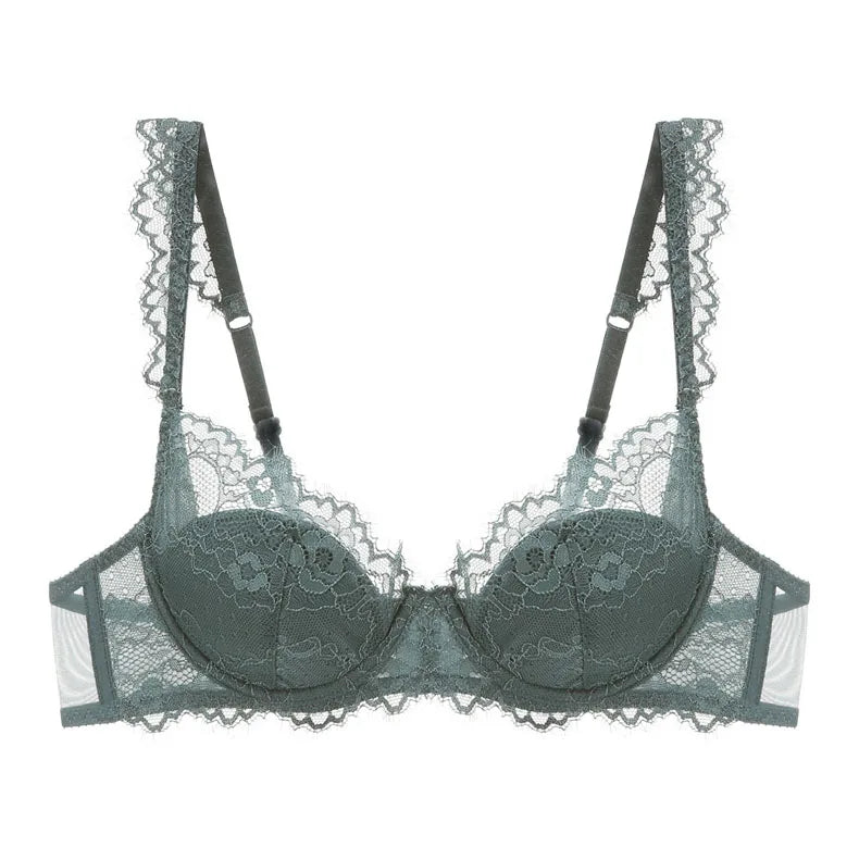 New 2019 lace sexy deep V-neck thin cotton cup fashion transparent bra panty lash push up underwear Comfortable Brassiere sets