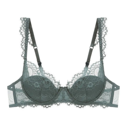 New 2019 lace sexy deep V-neck thin cotton cup fashion transparent bra panty lash push up underwear Comfortable Brassiere sets