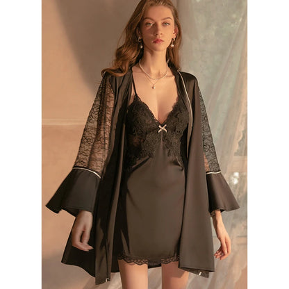 black  two-piece nightdress