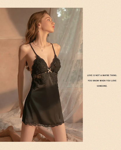 black  two-piece nightdress