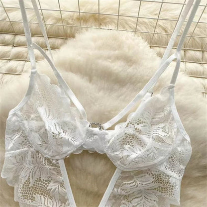 Lace Sexy Hollow Transparent Strappy Pajamas 2024 New Women's Jumpsuit Slim Fit Lingerie Hot Jumpsuit Backless Sensual Nightwear