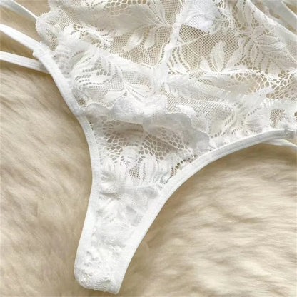Lace Sexy Hollow Transparent Strappy Pajamas 2024 New Women's Jumpsuit Slim Fit Lingerie Hot Jumpsuit Backless Sensual Nightwear