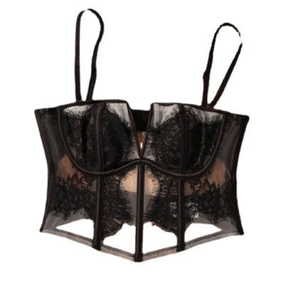 Fishbone Bra Inner Match Sexy Bra Shoulder Straps Pure Desire Lace Underwear Outerwear Women Vacation Seaside Corset Top 2023