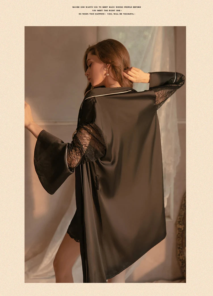 black  two-piece nightdress